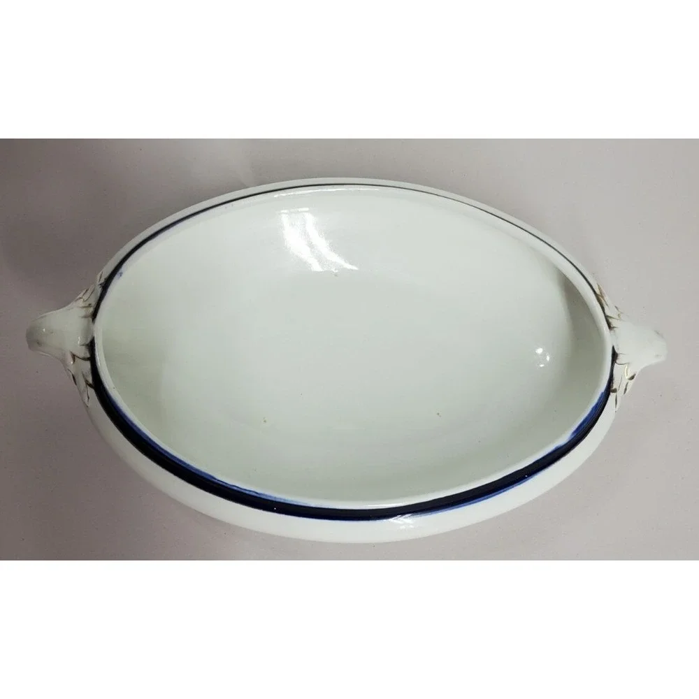 Booths Silicon China‎ Porcelain England Cobolt With Gold Trim Tureen, Vintage